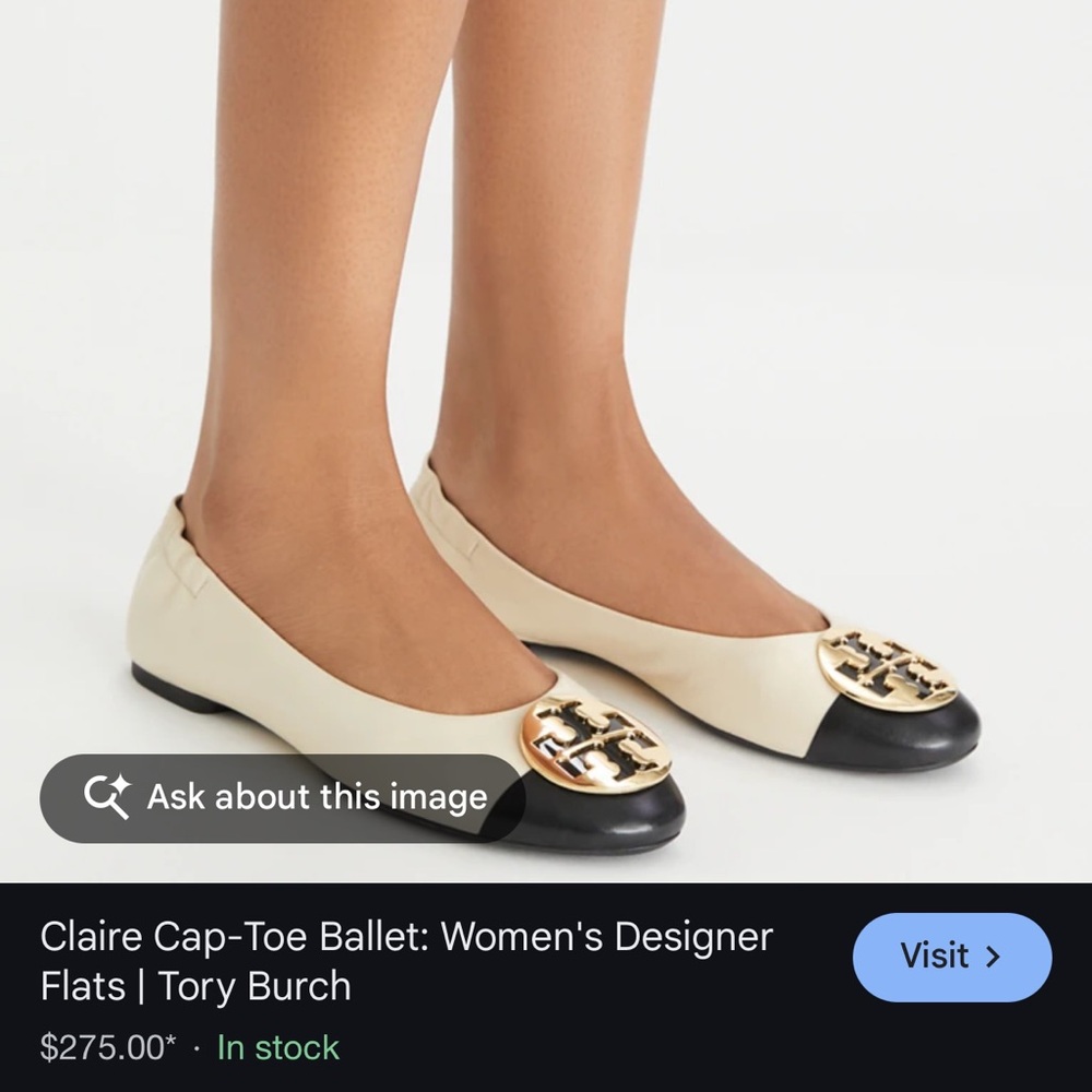 Tory Burch Winter white & black Leather Loafers